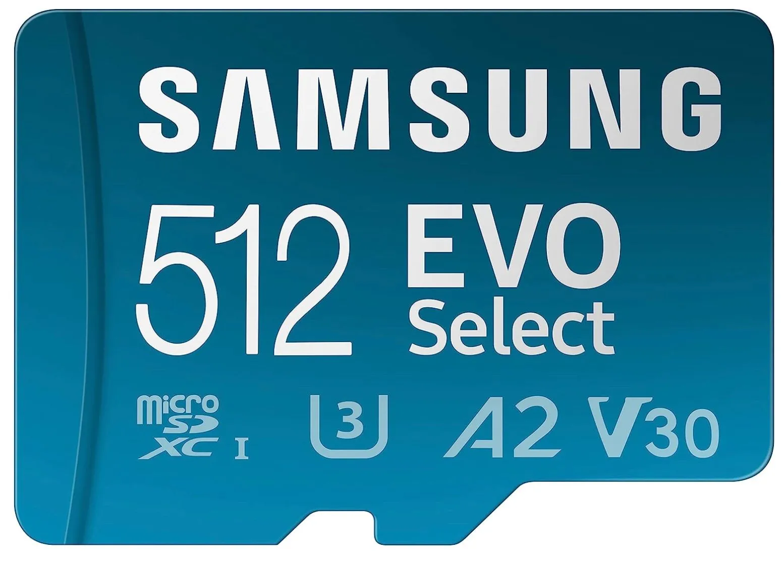 Thẻ nhớ Samsung EVO Select microSD 512GB cùng adapter chuyển đổi SD đi kèm, minh họa cho khả năng mở rộng bộ nhớ linh hoạt.