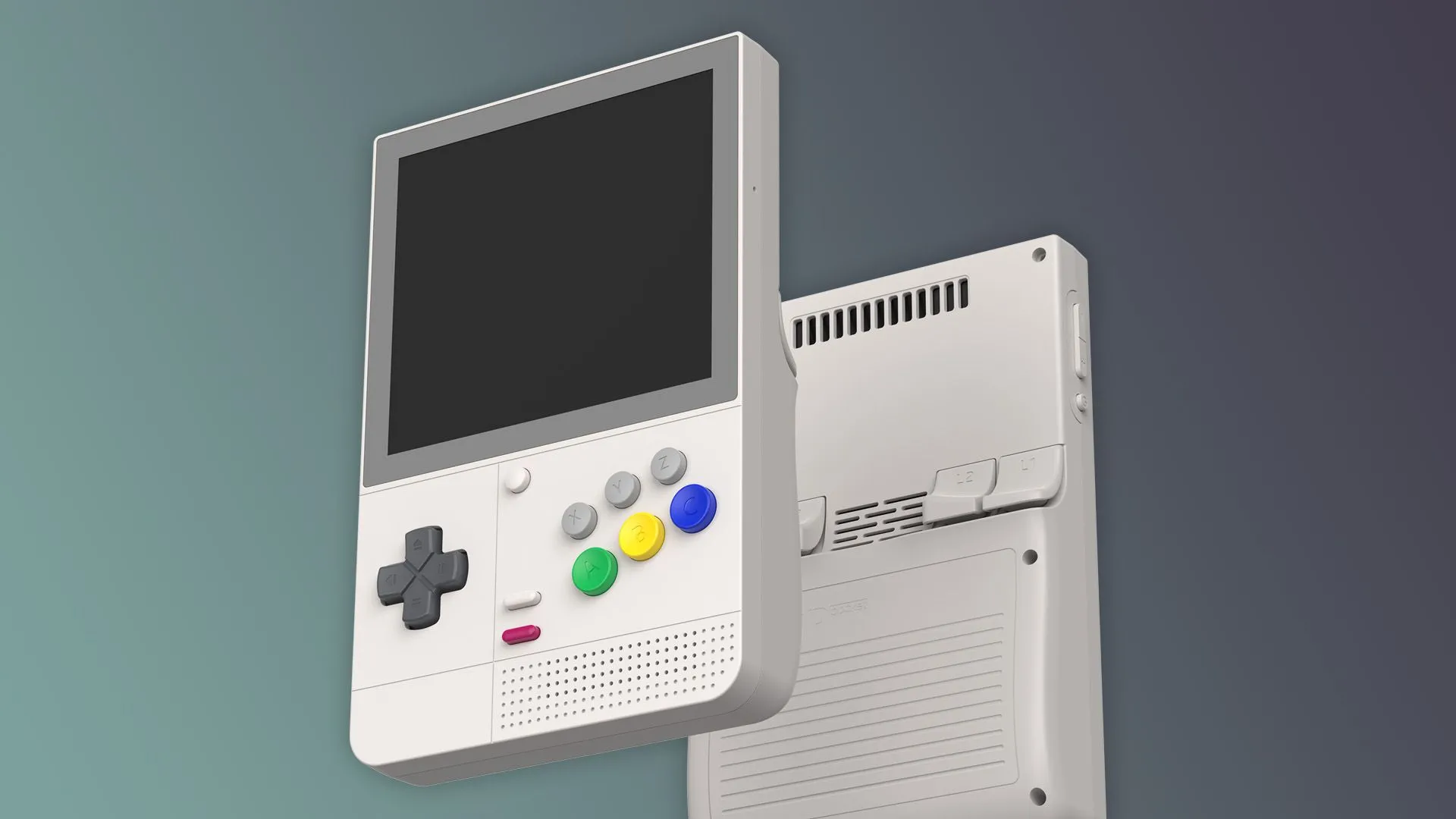 Thiết bị chơi game cầm tay Retroid với thiết kế cổ điển, hiển thị trò chơi trên màn hình.