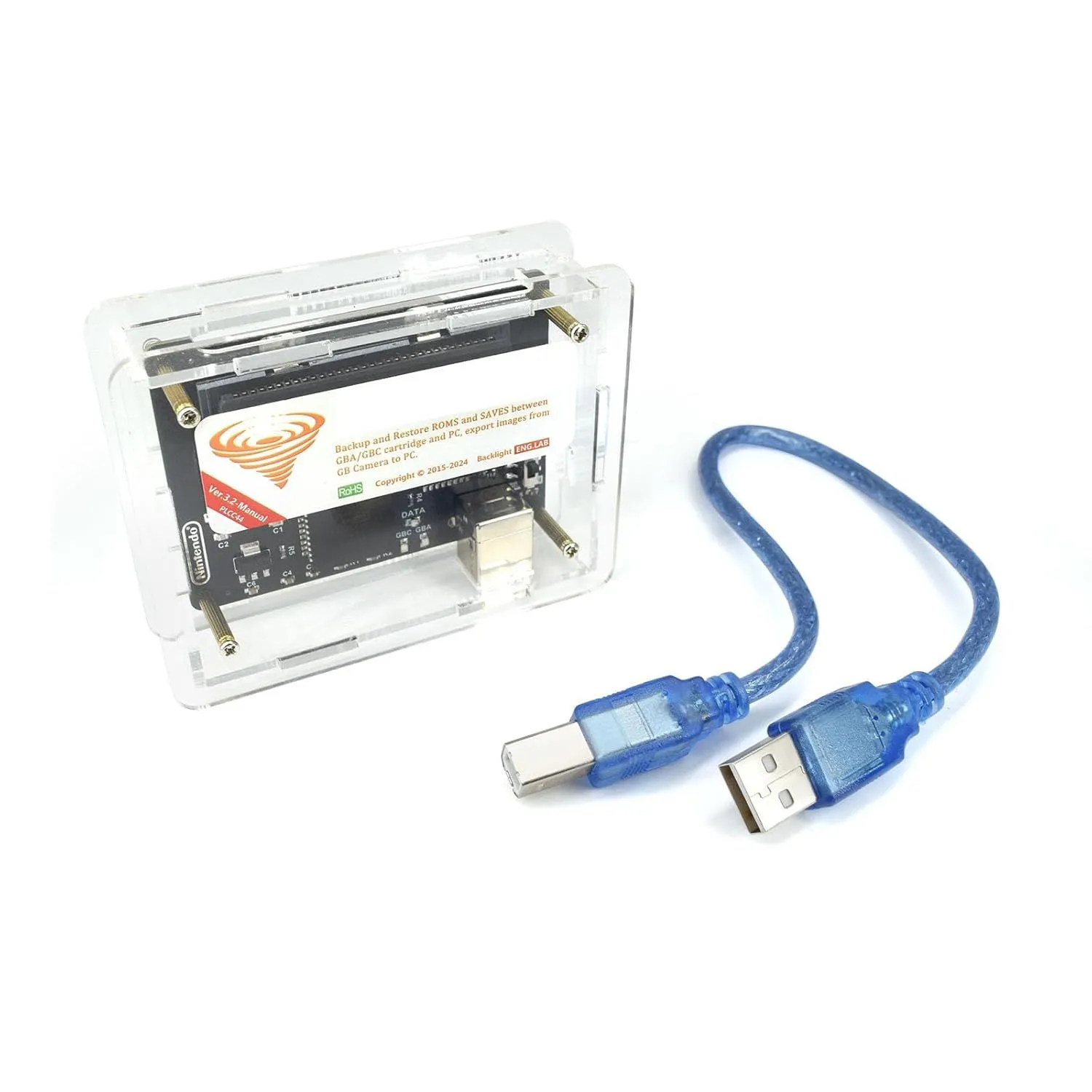 Thiết bị XBERSTAR Flash Boy dùng để sao lưu ROM và file lưu game từ băng Game Boy, hỗ trợ khôi phục dữ liệu game.