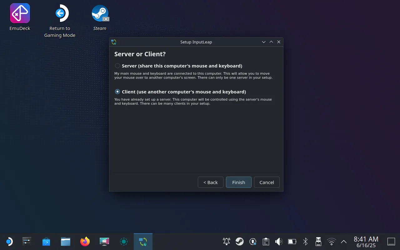 Thiết lập Steam Deck như một client Input Leap.