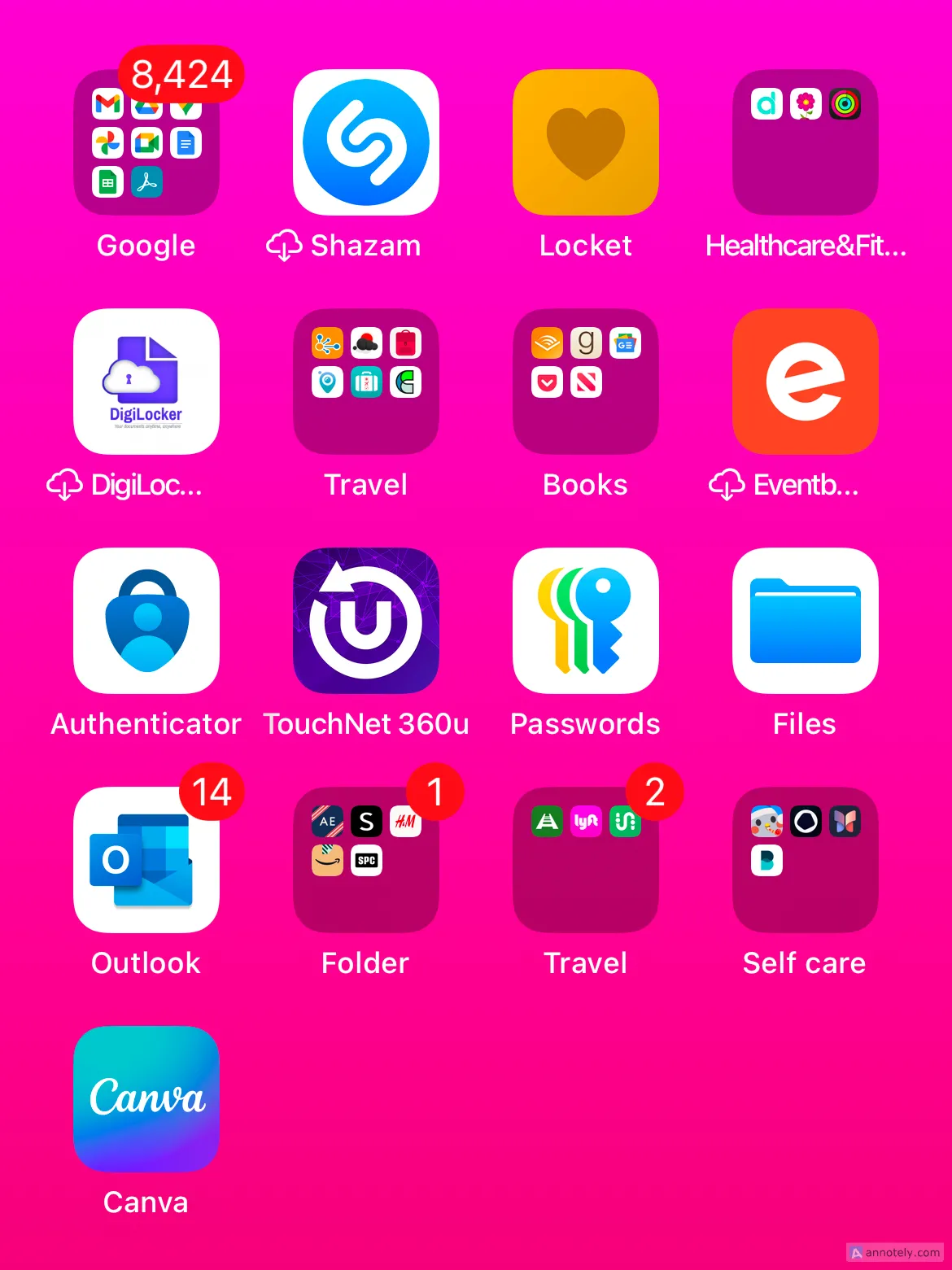 Thư mục ứng dụng trên màn hình chính iPhone