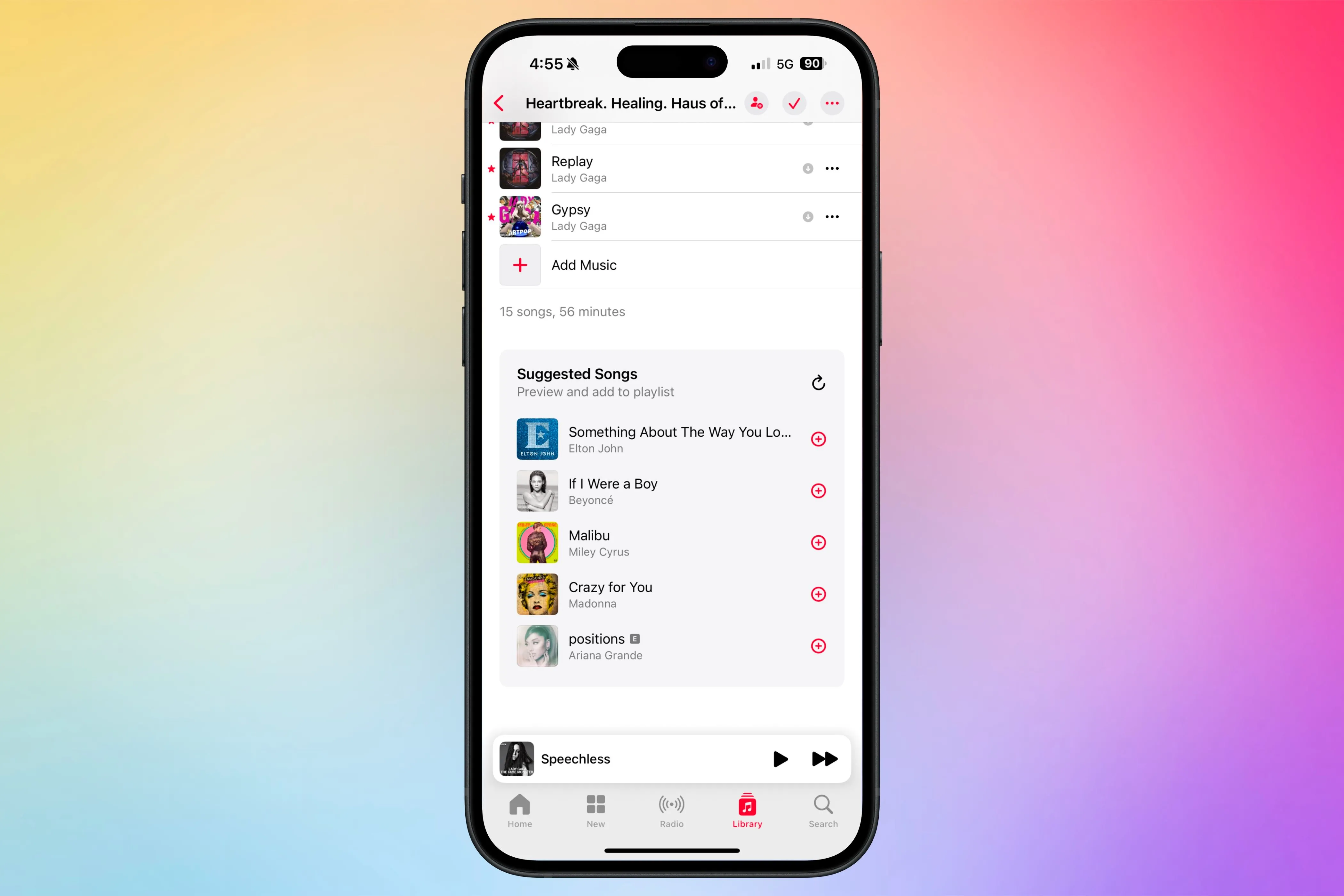 Tính năng &quot;Bài hát được gợi ý&quot; hiển thị ở cuối danh sách phát trong Apple Music, giúp người dùng khám phá thêm nhạc mới.