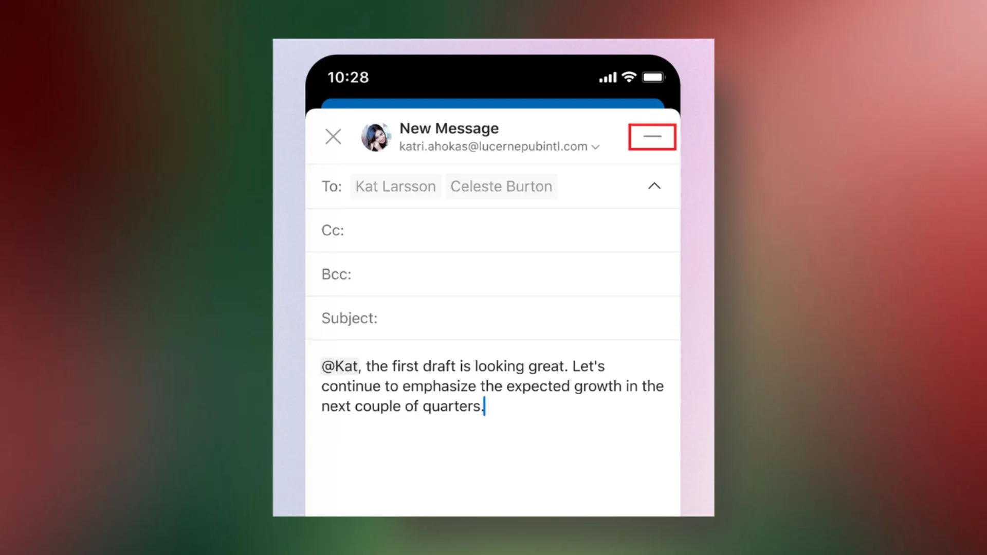 Tính năng thu nhỏ thư nháp email trên ứng dụng Outlook di động cho phép người dùng dễ dàng đa nhiệm.