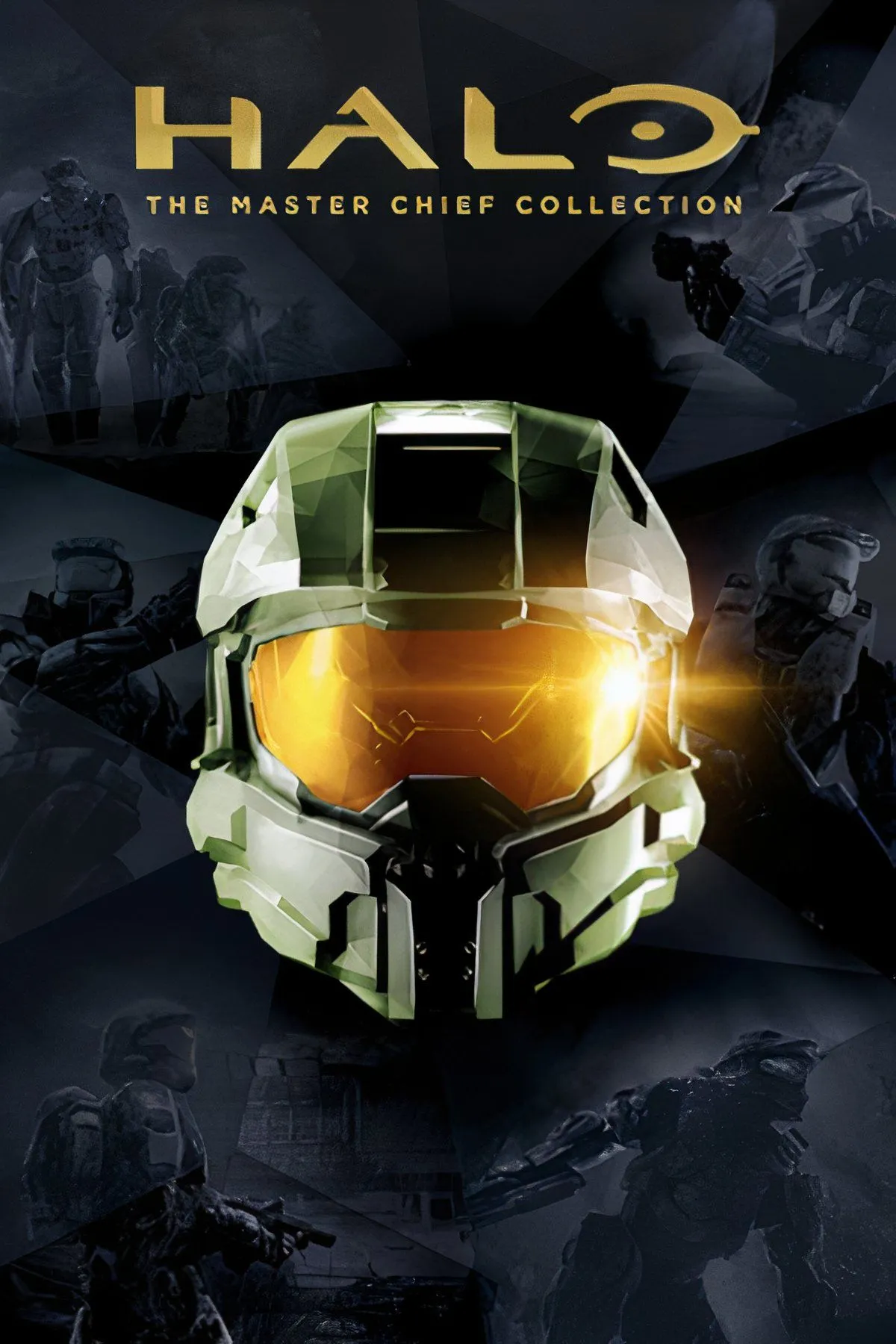 Tổng hợp hình ảnh từ Halo: The Master Chief Collection hiển thị các cảnh chiến đấu khác nhau và biểu tượng game