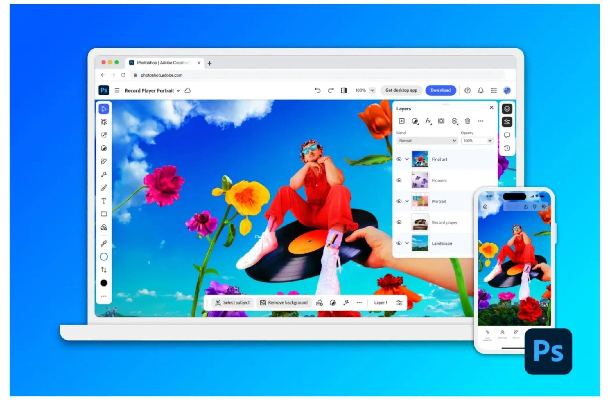 Trải nghiệm chỉnh sửa ảnh liền mạch trên Photoshop Web, kết nối giữa iPhone và iPad cho quy trình làm việc đa nền tảng