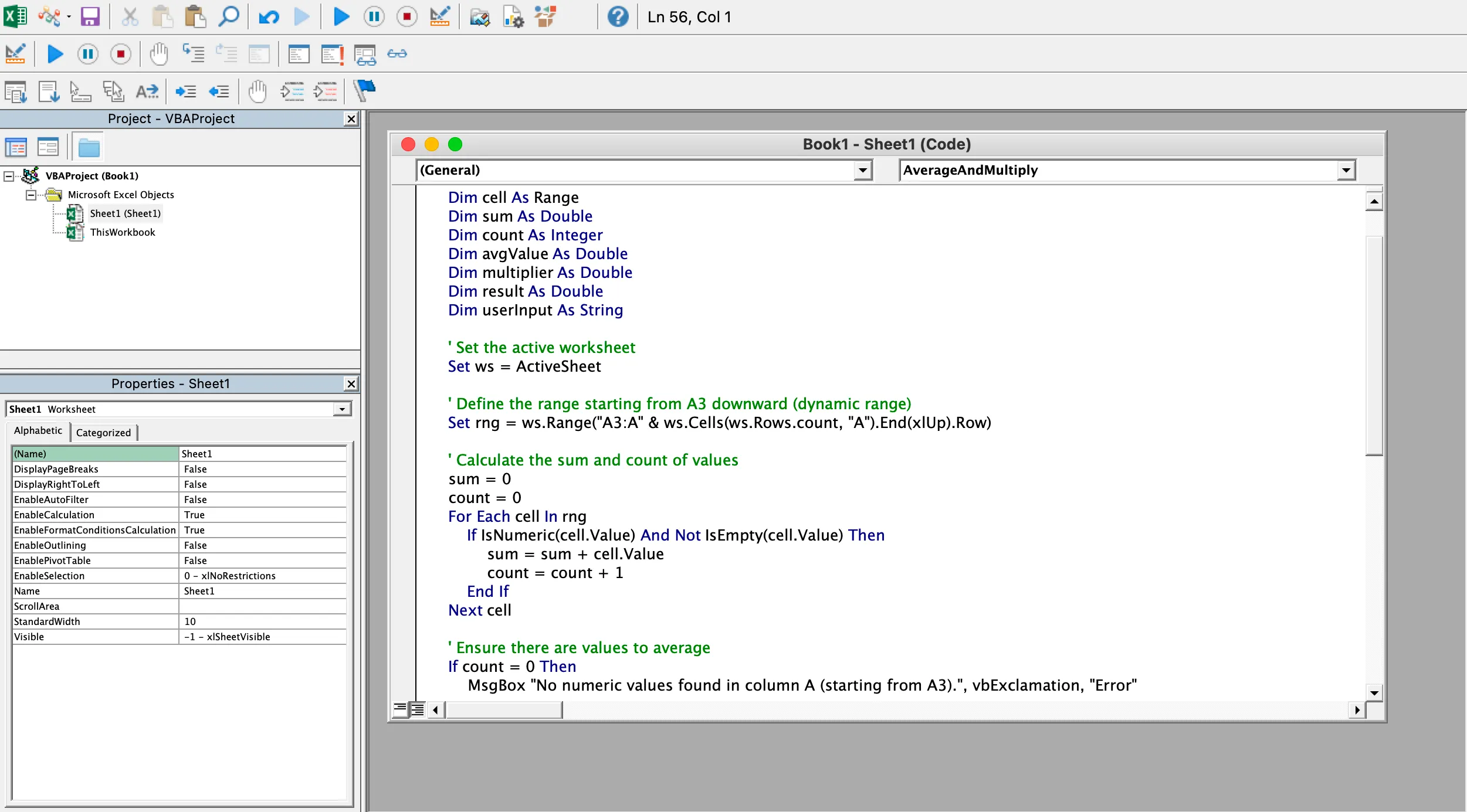 Trình chỉnh sửa Visual Basic for Applications (VBA) trong Excel, công cụ mạnh mẽ để tạo Macro và tự động hóa các tác vụ phức tạp.