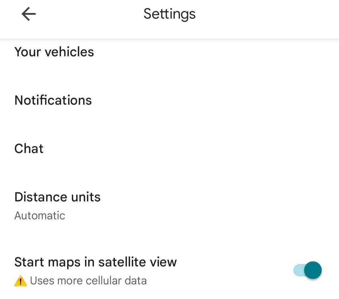 Tùy chọn cài đặt để Google Maps luôn khởi động ở chế độ xem vệ tinh, cung cấp hình ảnh chi tiết và chân thực hơn về các địa điểm.