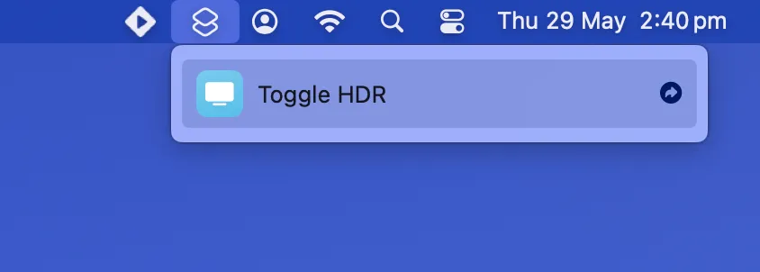 Tùy chọn chuyển đổi chế độ HDR thông qua ứng dụng Phím tắt trên macOS
