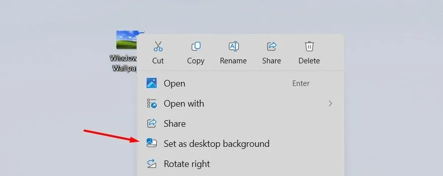 Tùy chọn &quot;Đặt làm nền màn hình&quot; trong menu ngữ cảnh cổ điển của Windows