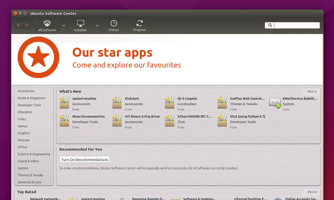 Ubuntu Software Center trên Ubuntu 15.04