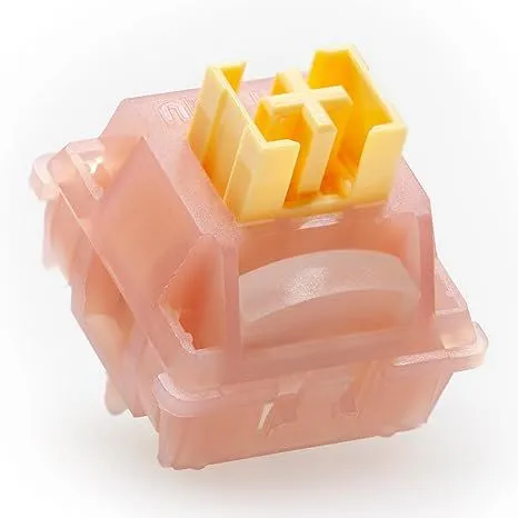 Cận cảnh switch Outemu Silent Peach V3, một loại switch cơ học được thiết kế để giảm tiếng ồn khi gõ.