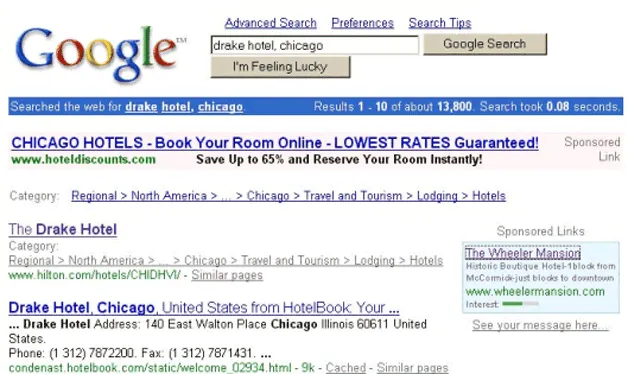Google Search năm 2000 với sự xuất hiện lần đầu của các quảng cáo, đánh dấu bước ngoặt kinh doanh.