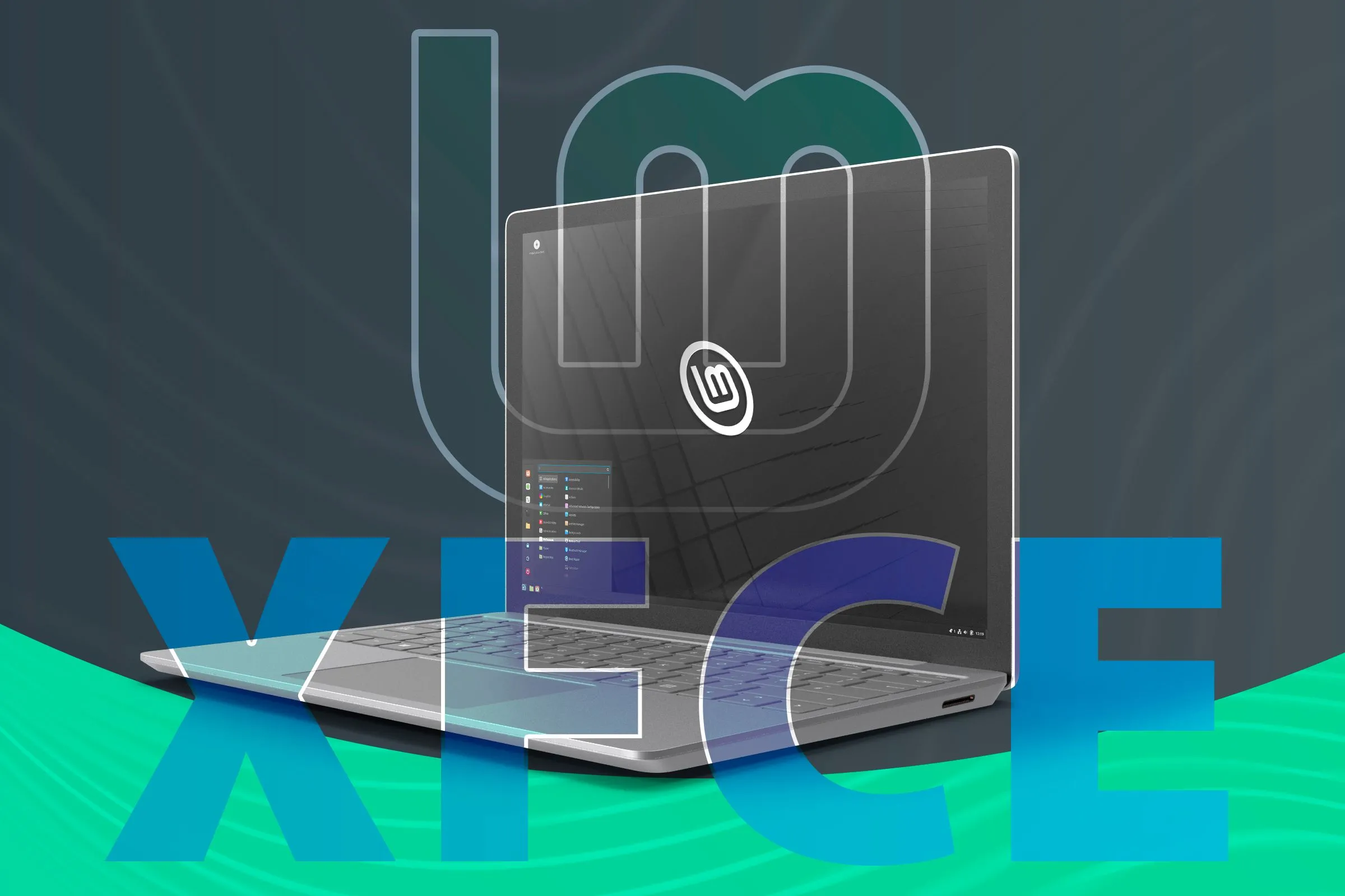 Hình ảnh máy tính xách tay hiển thị Linux Mint với môi trường desktop Xfce, thể hiện sự đa dạng của các phiên bản Linux Mint.