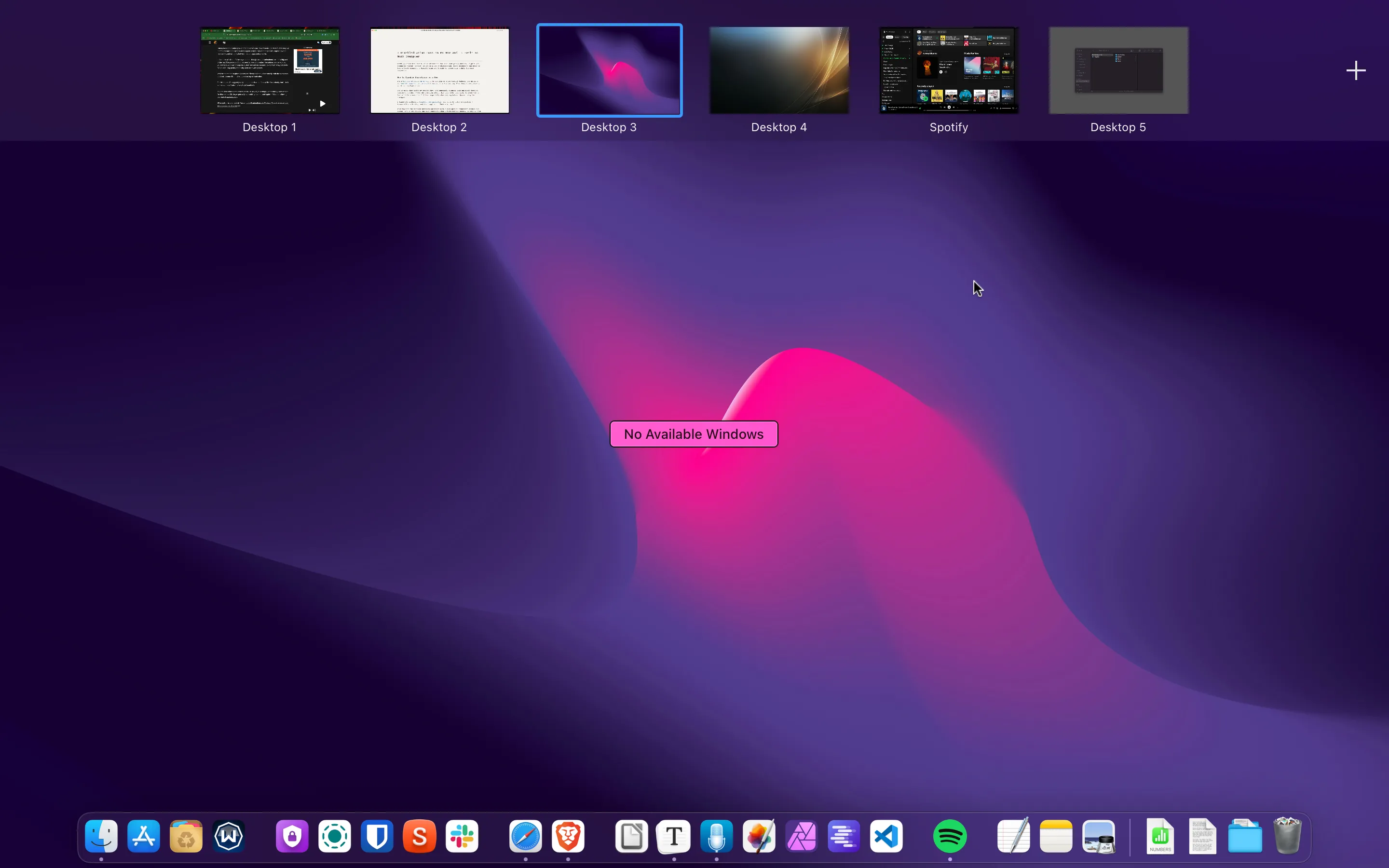 Minh họa tính năng Spaces (màn hình nền ảo) trong macOS
