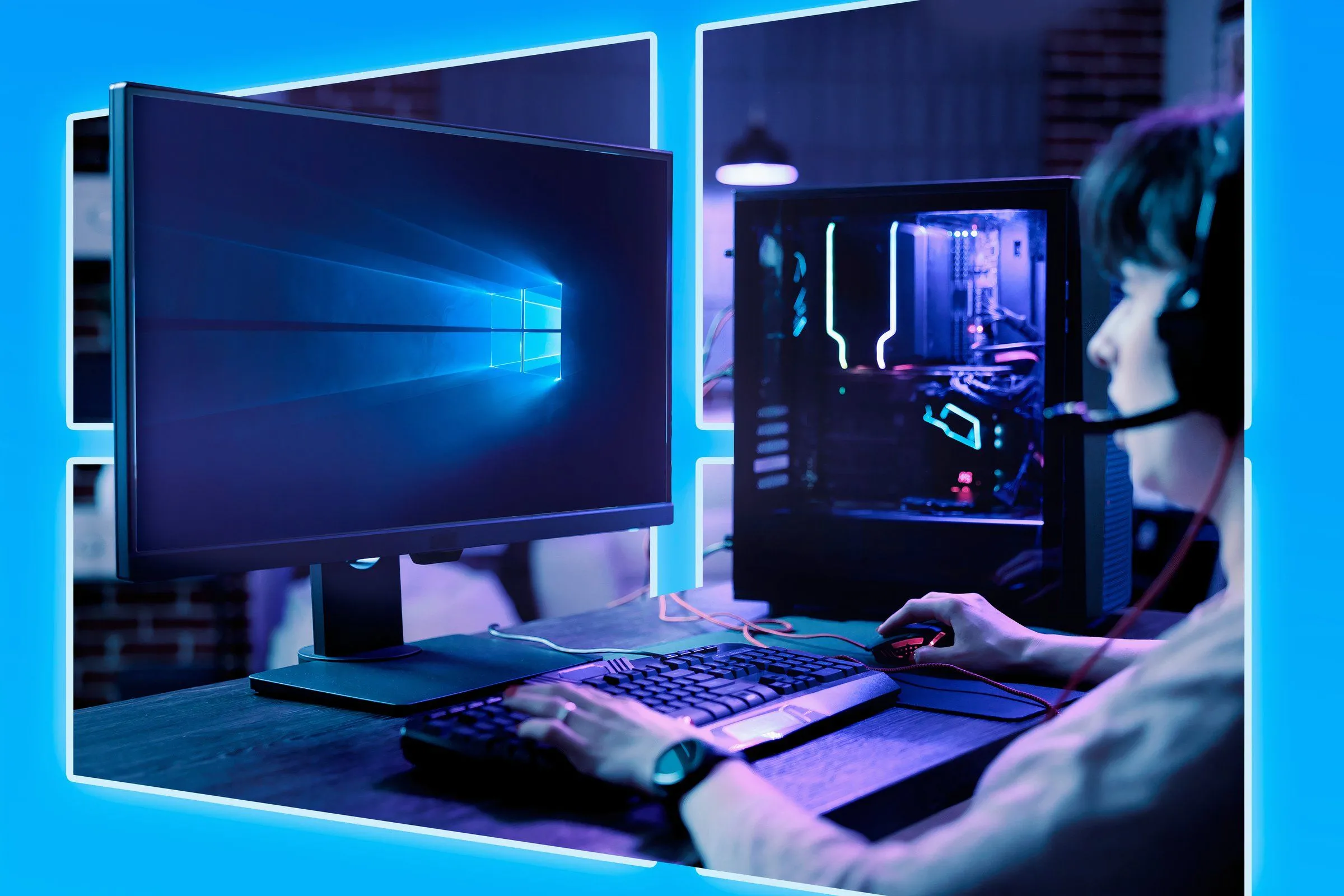 Một game thủ đang sử dụng PC chạy Windows 10