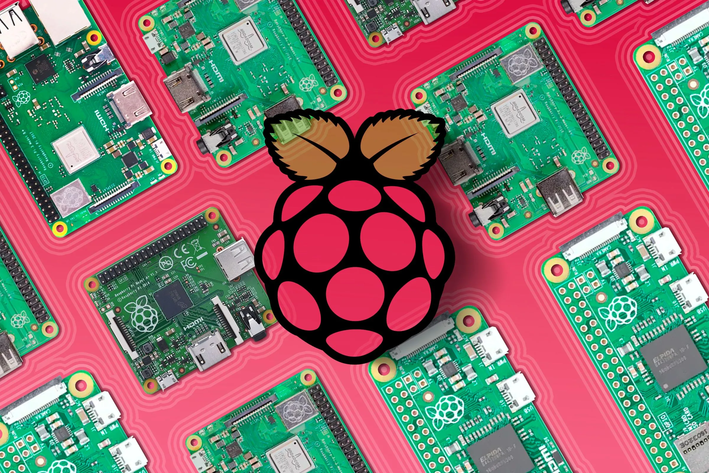 Nhiều bo mạch Raspberry Pi xếp cạnh nhau