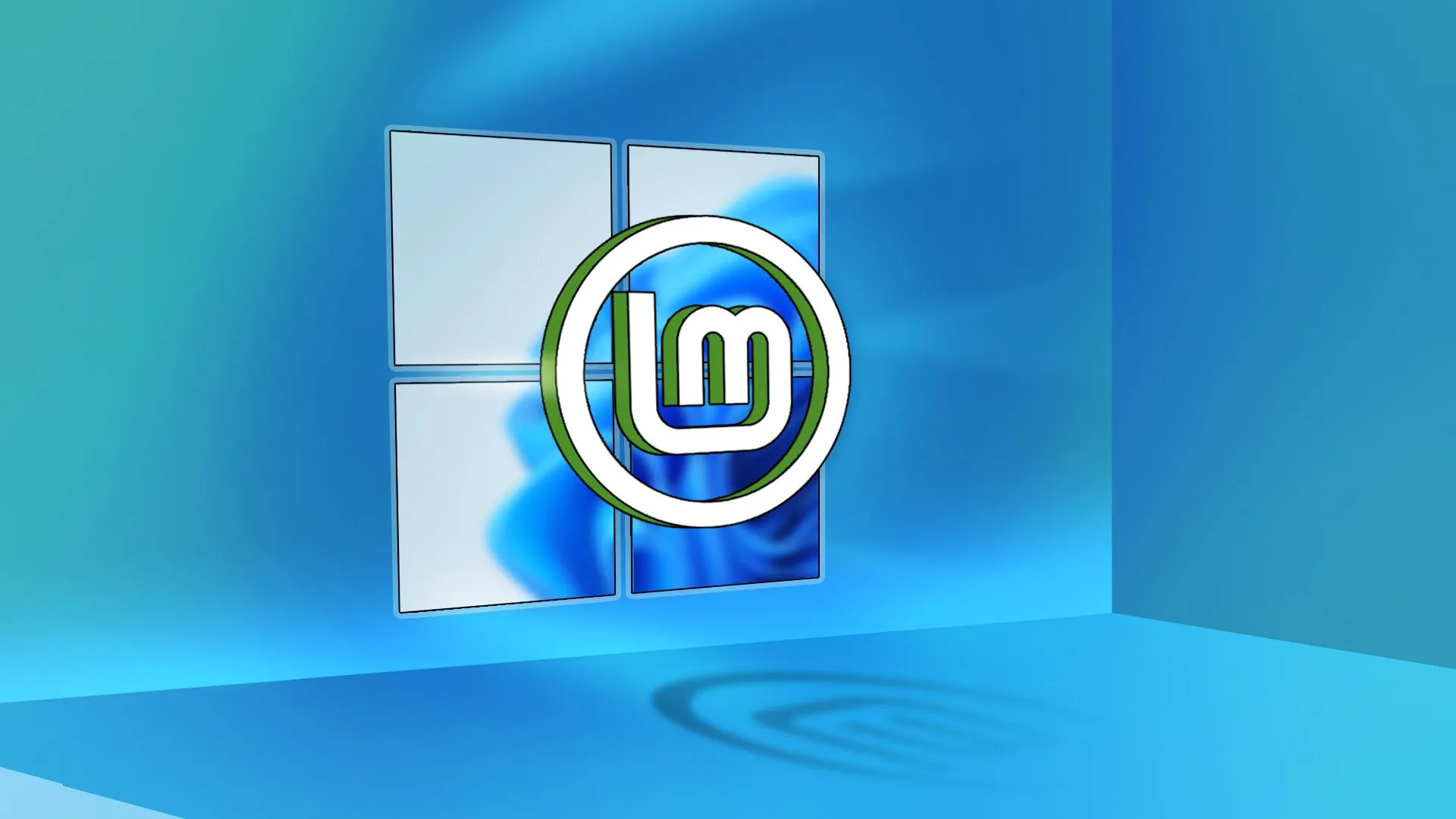 Sự tương phản giữa logo Windows và Linux Mint, tượng trưng cho việc Linux Mint là một lựa chọn thay thế Windows 11 hiệu quả.