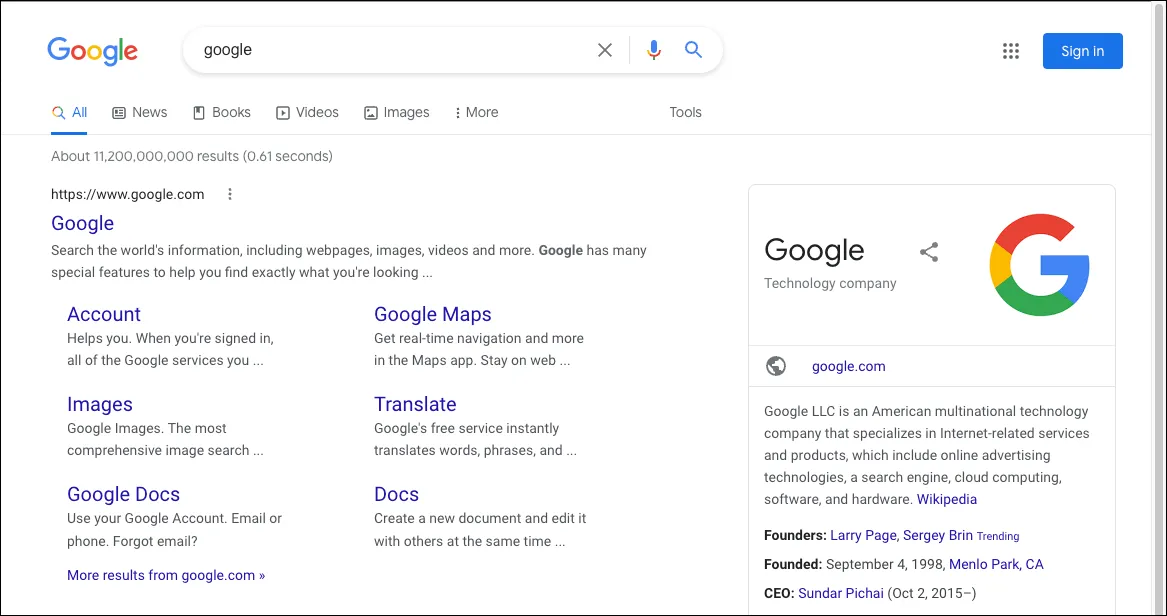 Thiết kế Google Search năm 2019 với tông màu trắng chủ đạo và biểu tượng danh mục nhiều màu sắc hơn.