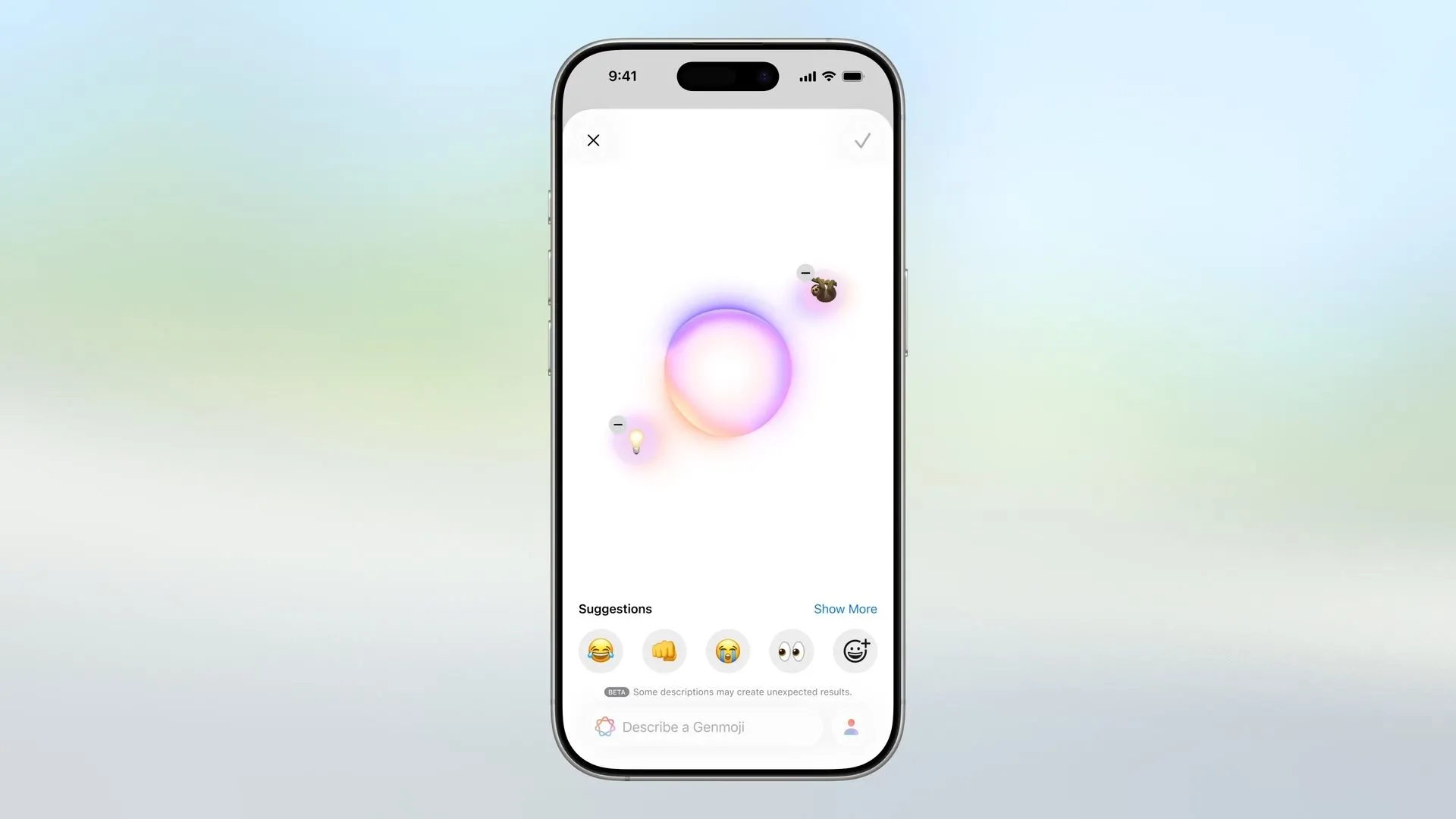 Tính năng Genmoji trên iPhone kết hợp hai biểu tượng emoji.
