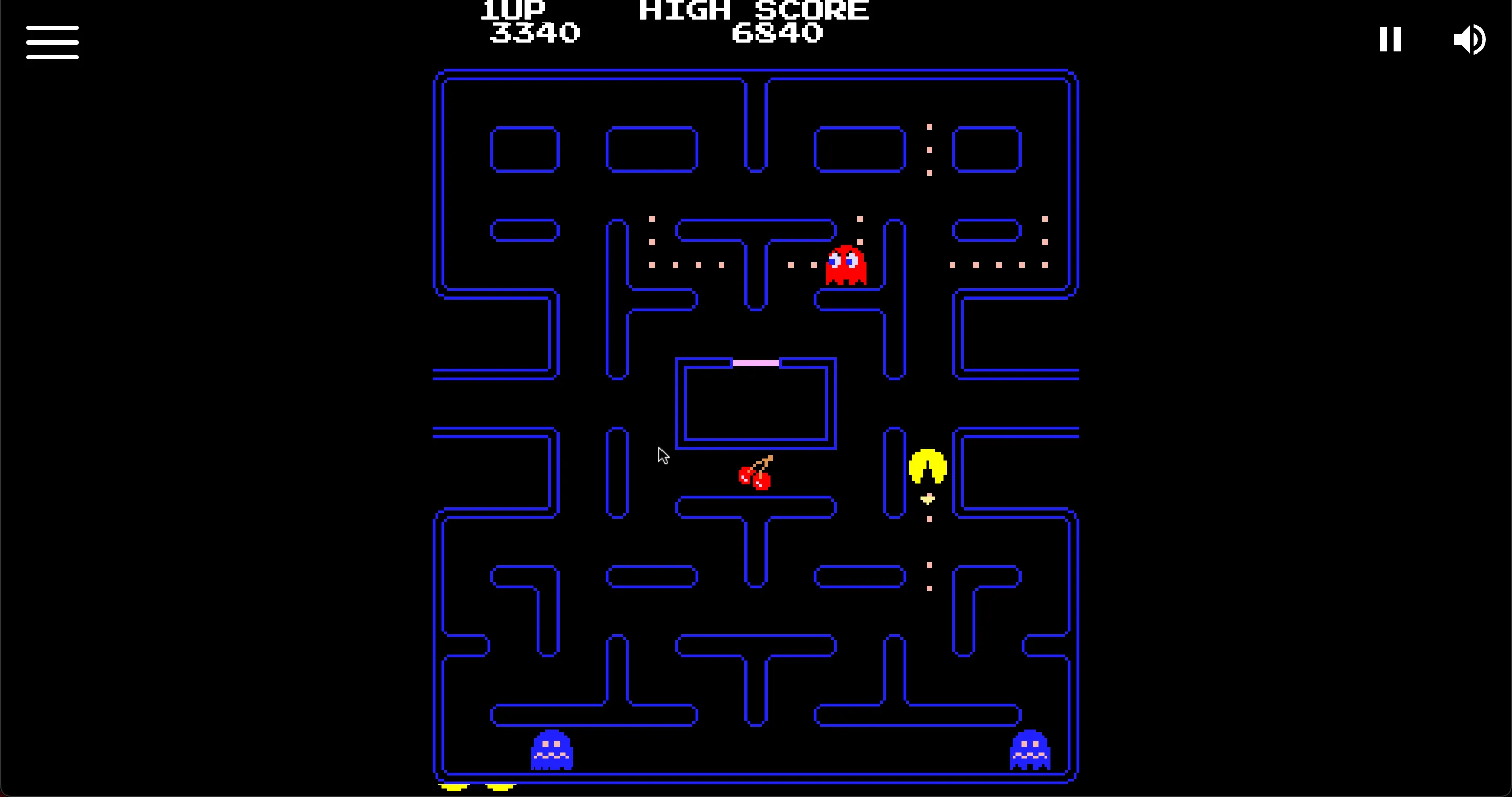 Trang web The Free Video Game Project hiển thị trò chơi Pac-Man đang chạy.