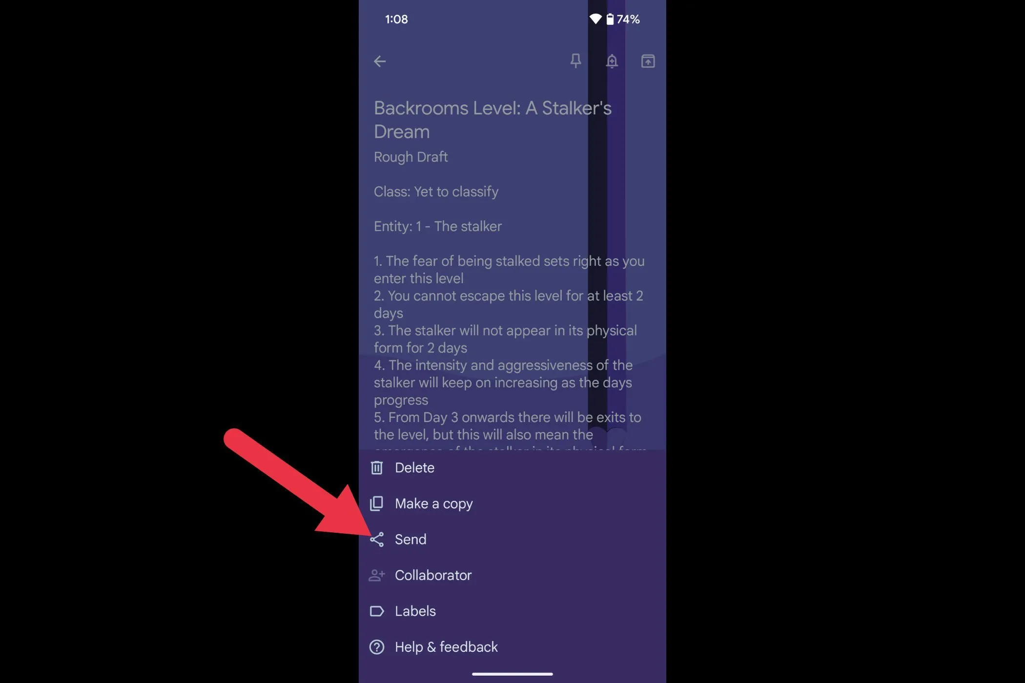 Tùy chọn gửi ghi chú trong Google Keep