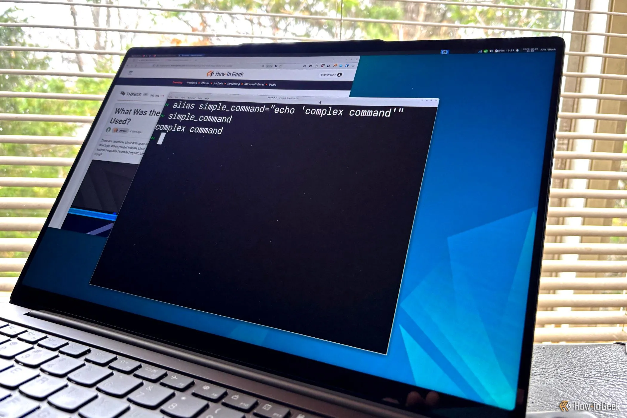 Ví dụ về lệnh alias đang chạy trên terminal Linux, cho thấy cách tạo lối tắt tiện lợi.