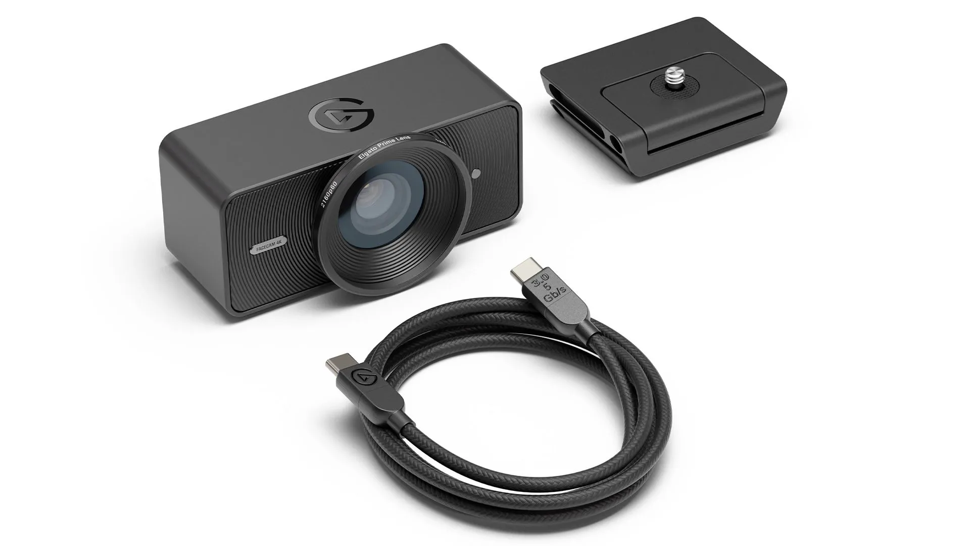 Webcam Elgato Facecam 4K màu đen kèm cáp USB-C và ngàm gắn màn hình