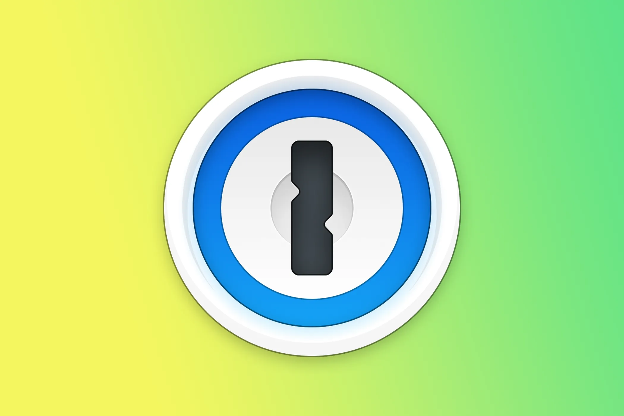Biểu tượng 1Password trên nền màu xanh lá cây đậm.