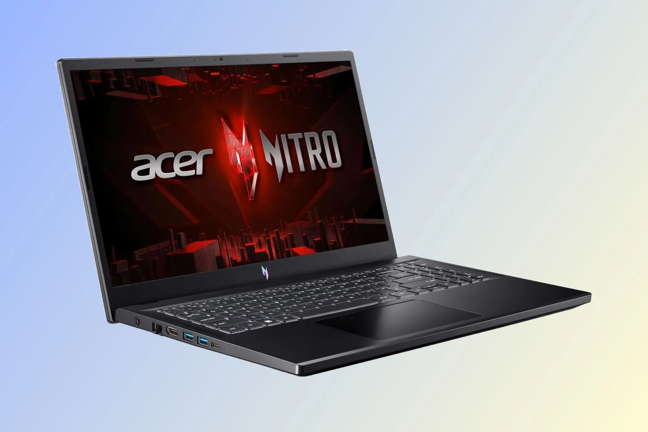 Laptop gaming Acer Nitro V 15 ANV15-51-51H9 với màn hình hiển thị game và bàn phím backlit
