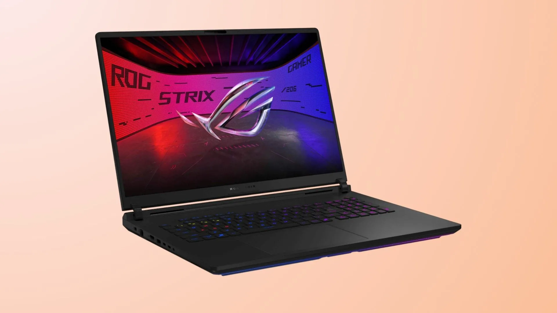 Laptop gaming ASUS ROG Strix SCAR 18 (2025) mạnh mẽ với dải đèn RGB và màn hình lớn