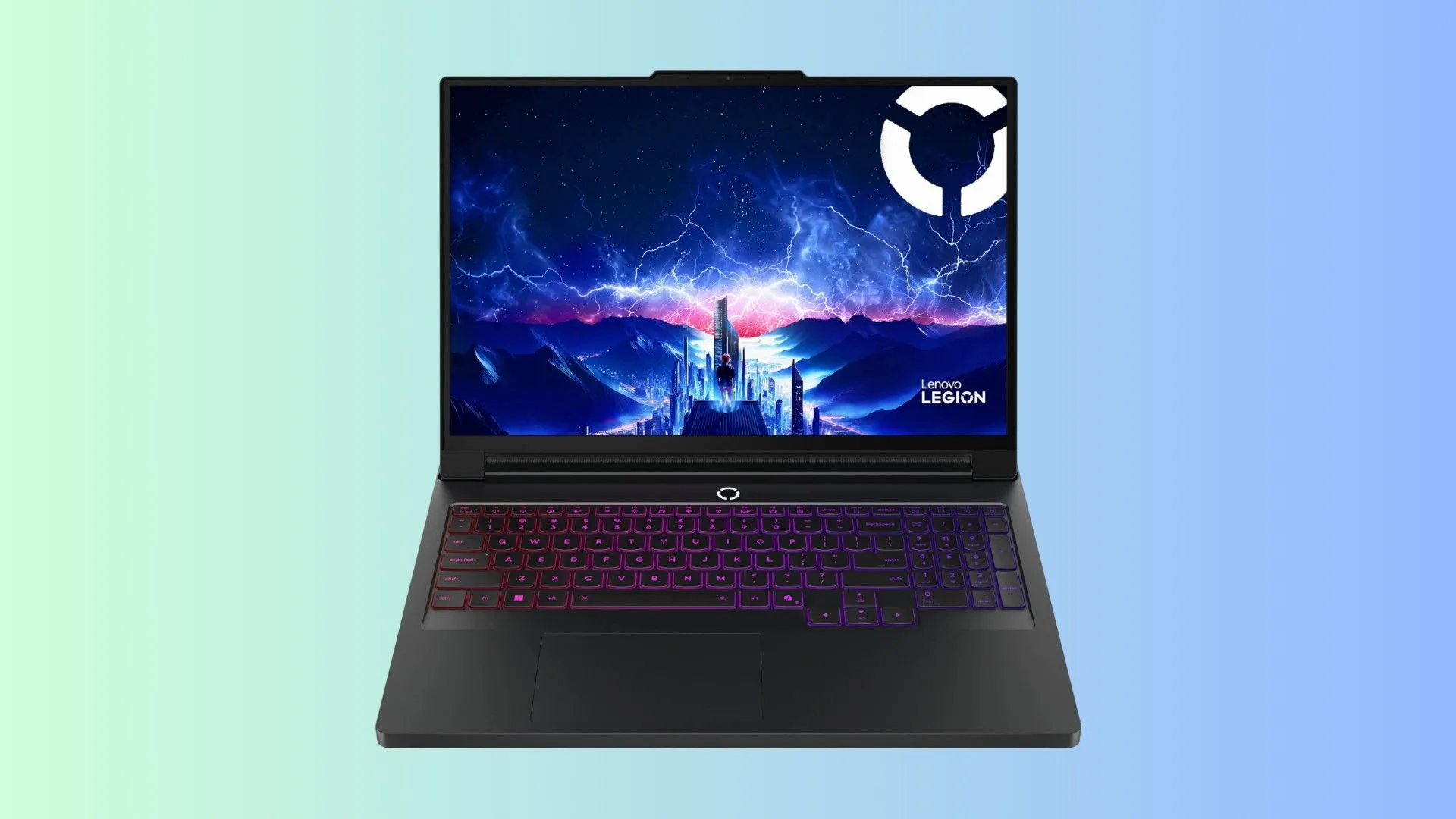 Laptop gaming Lenovo Legion Pro 7i Gen 10 màu xám tối với đèn RGB ở phía trước