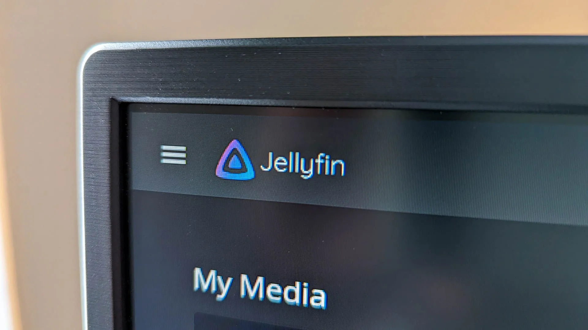 Logo máy chủ media Jellyfin trên màn hình máy tính, minh họa ứng dụng tự host.